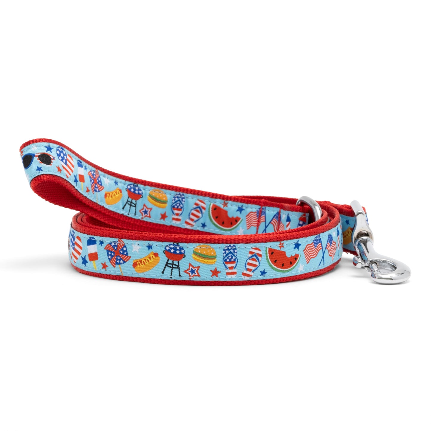 Fashionable Jelly Beans Leash for Dogs, Woven Ribbon, Solid Nickel Plated D-Ring, Blue, Small