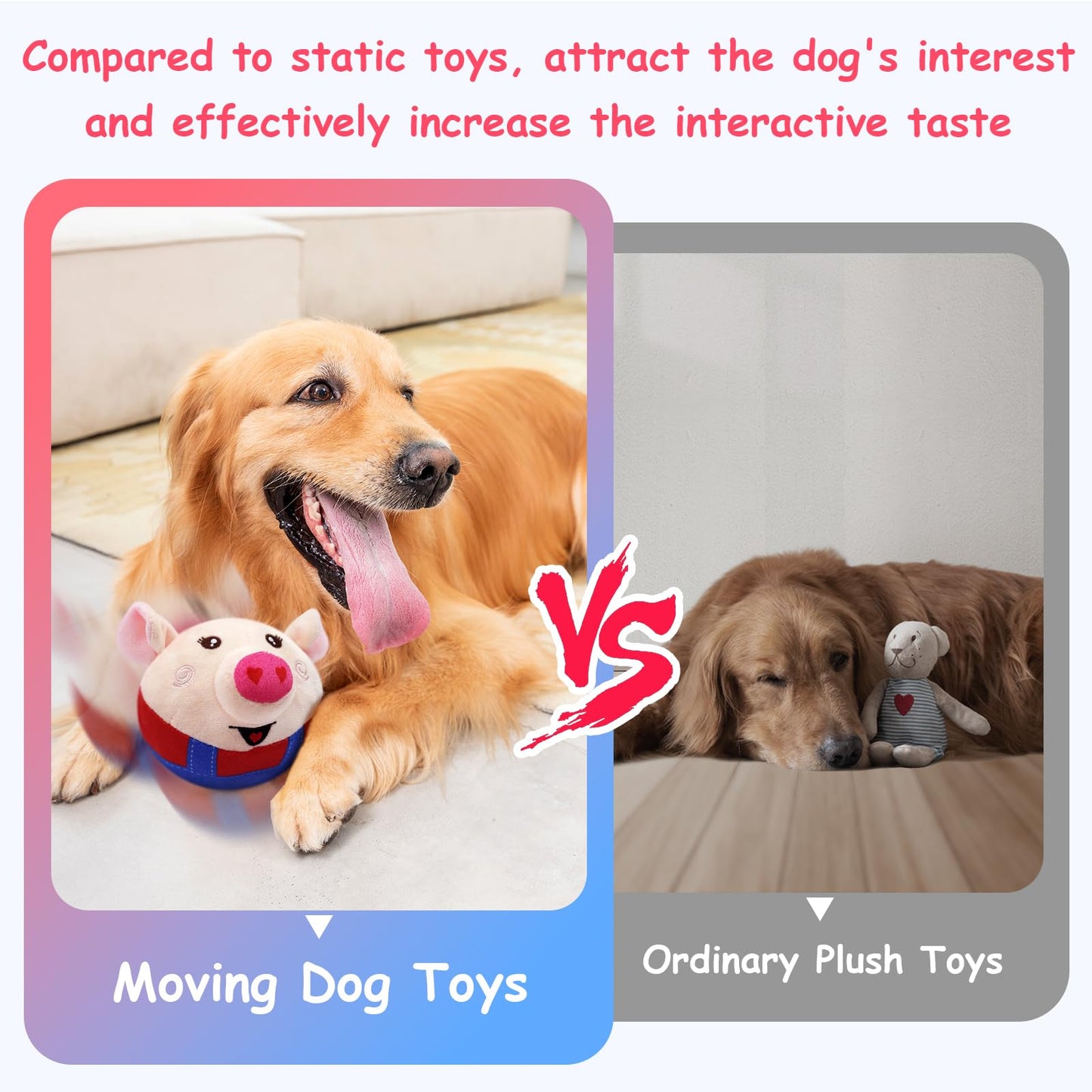 Interactive Dog Toys, Squeaky Dog Toys with Jumping Wiggling, Rechargeable Chew Dog Toy for Small/Medium/Large Dogs to Keep Them Busy