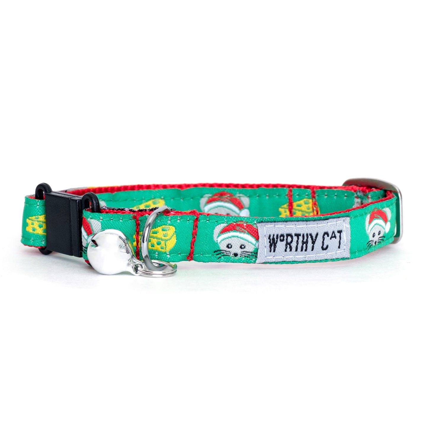 Breakaway Snap Cat Collar with Bell, Adjustable Nylon Safety Collar, Jelly Beans Patterned, Blue, One Size