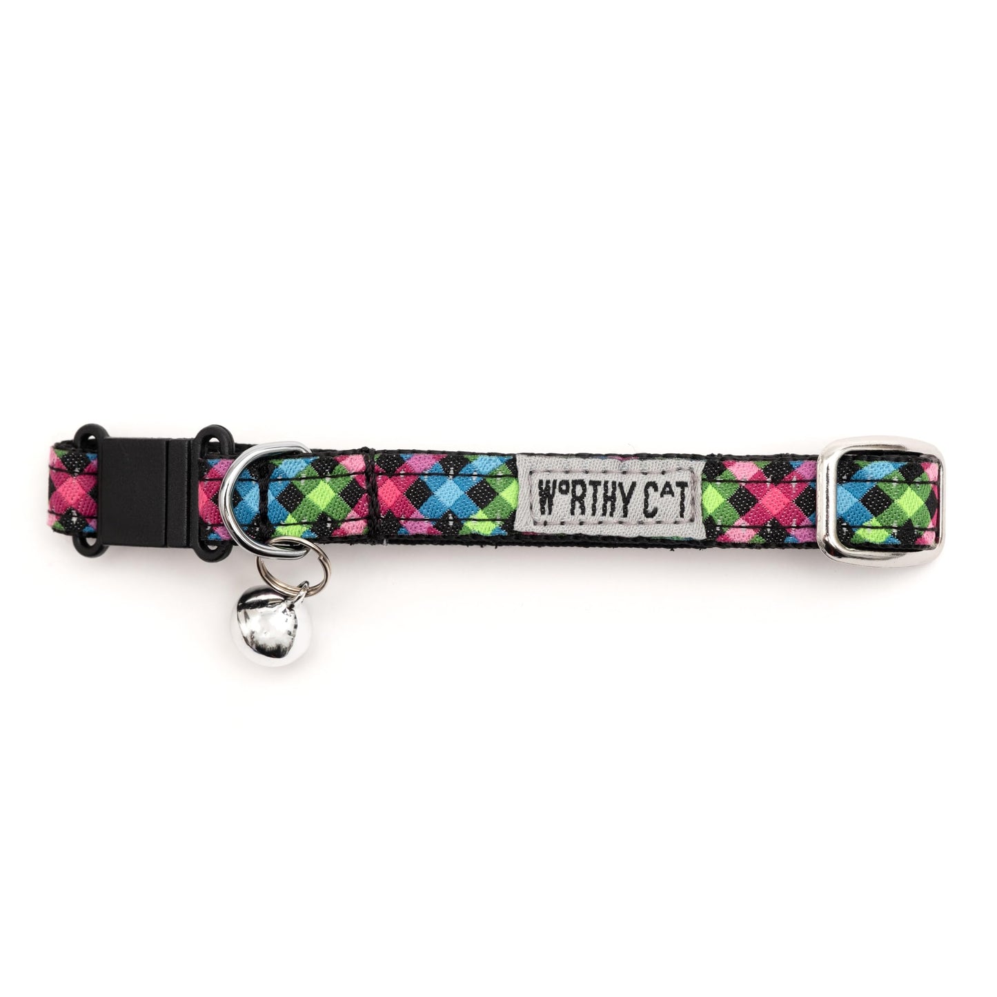 Breakaway Snap Cat Collar with Bell, Adjustable Nylon Safety Collar, Jelly Beans Patterned, Blue, One Size