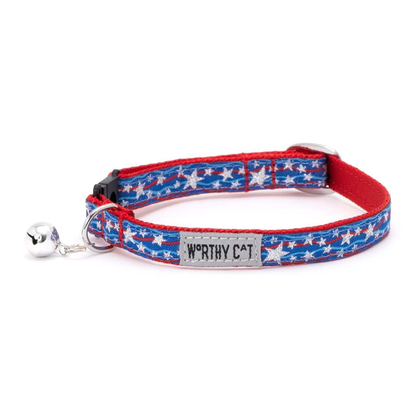 Breakaway Snap Cat Collar with Bell, Adjustable Nylon Safety Collar, Jelly Beans Patterned, Blue, One Size