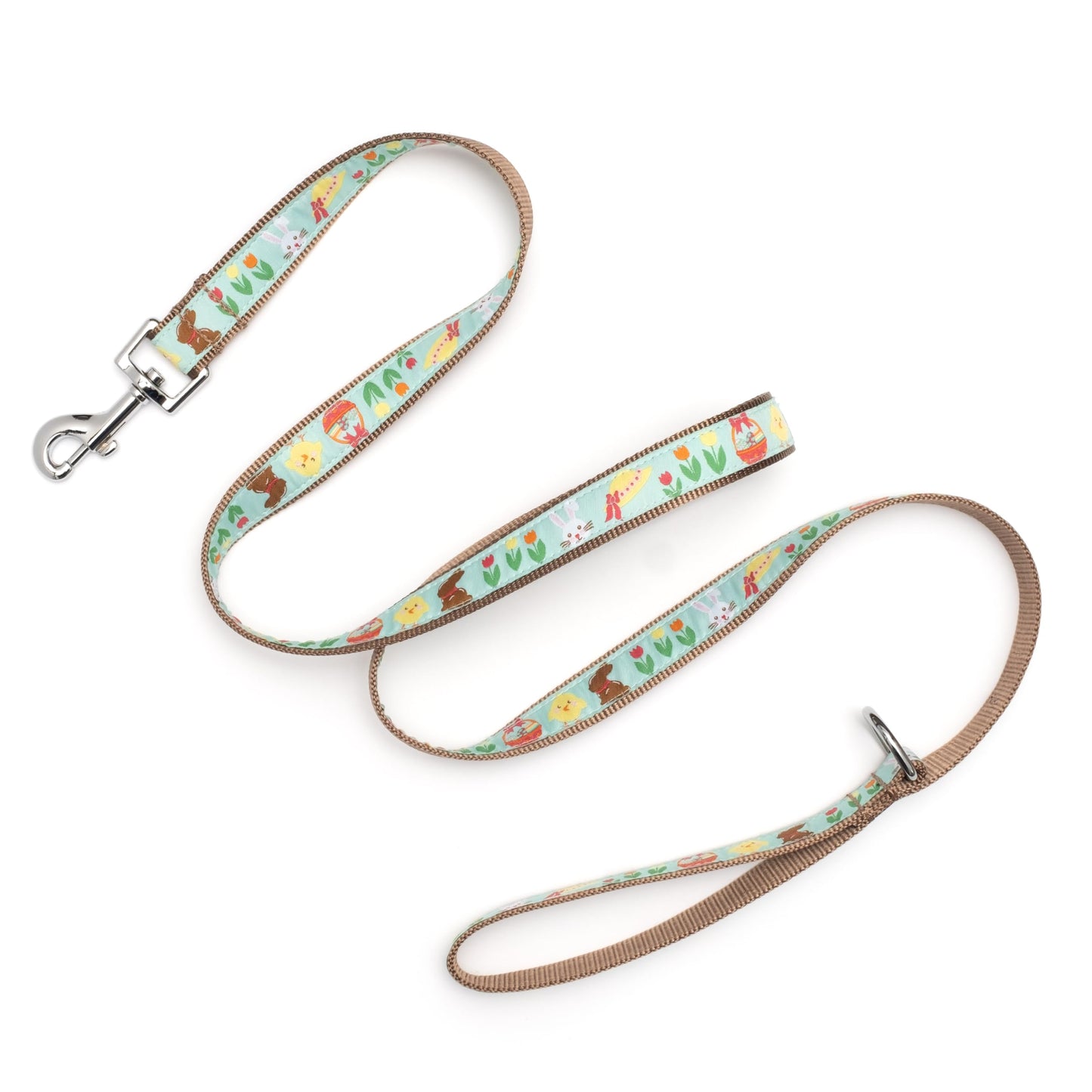 Fashionable Jelly Beans Leash for Dogs, Woven Ribbon, Solid Nickel Plated D-Ring, Blue, Small