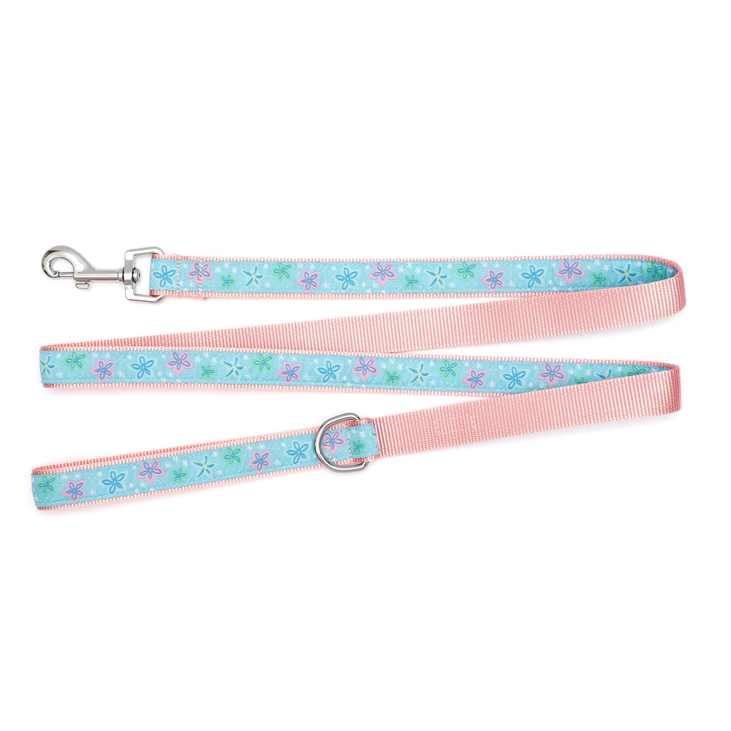Fashionable Jelly Beans Leash for Dogs, Woven Ribbon, Solid Nickel Plated D-Ring, Blue, Small