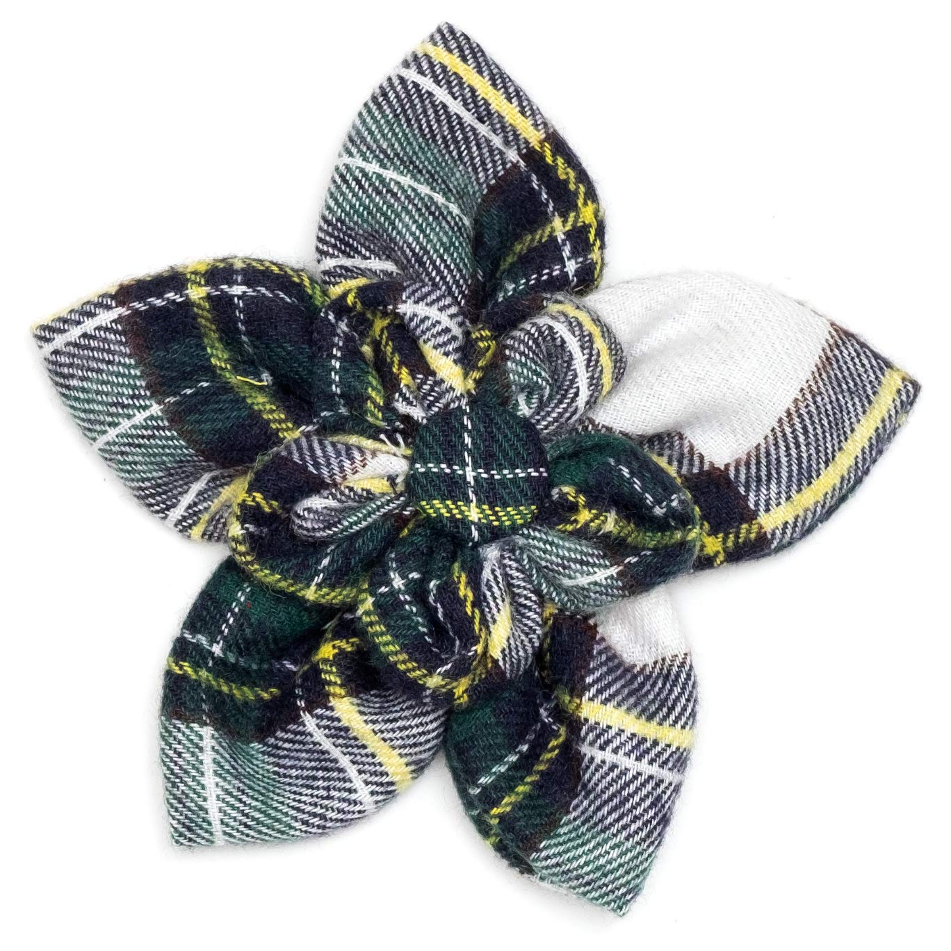 Flower Collar Attachment for Dogs & Cats – Soft Printed Polyester, Touch Fastener, Attaches to Any Collar - Sunflowers Pattern, Blue, Large
