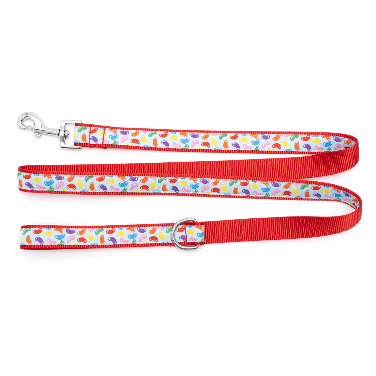 Fashionable Jelly Beans Leash for Dogs, Woven Ribbon, Solid Nickel Plated D-Ring, Blue, Small