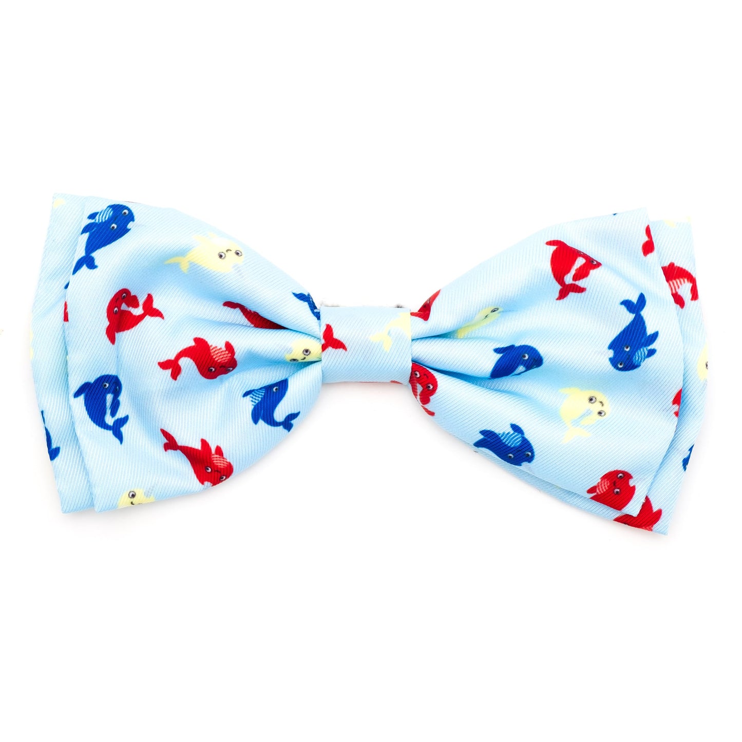 Pet Bow Tie for Dogs & Cats – Soft Printed Polyester Collar Bow Tie with Touch Fastener, Attaches to Any Collar - Narwhals Pattern, LiteBlue, Small