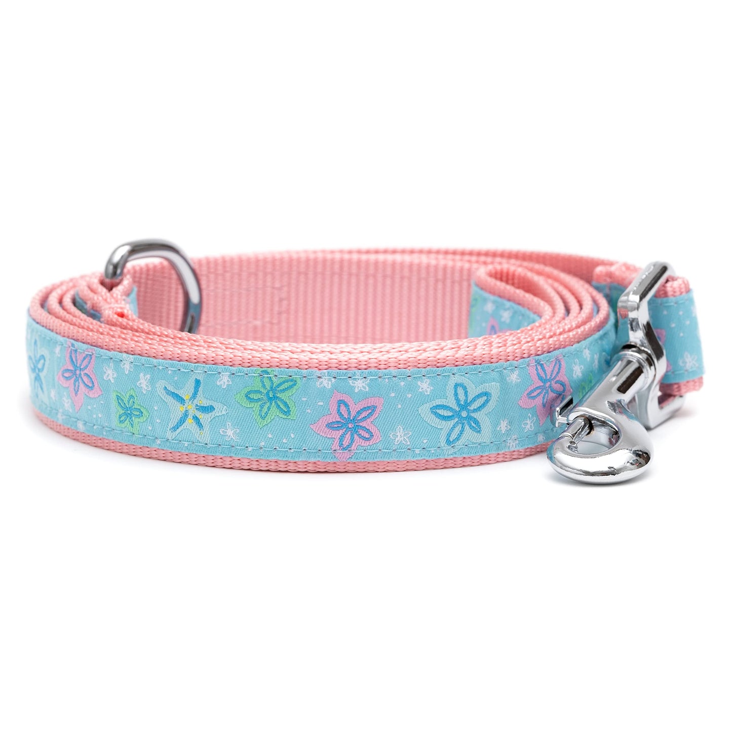 Fashionable Jelly Beans Leash for Dogs, Woven Ribbon, Solid Nickel Plated D-Ring, Blue, Small