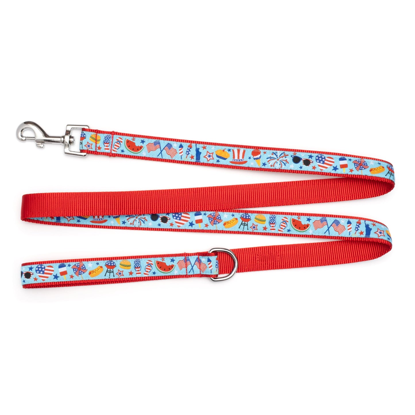 Fashionable Jelly Beans Leash for Dogs, Woven Ribbon, Solid Nickel Plated D-Ring, Blue, Small