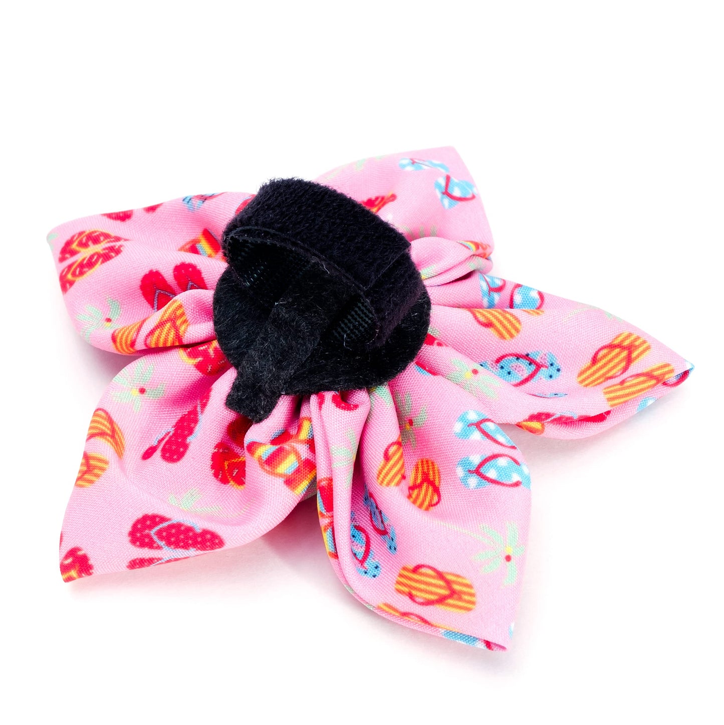 Flower Collar Attachment for Dogs & Cats – Soft Printed Polyester, Touch Fastener, Attaches to Any Collar - Sunflowers Pattern, Blue, Large