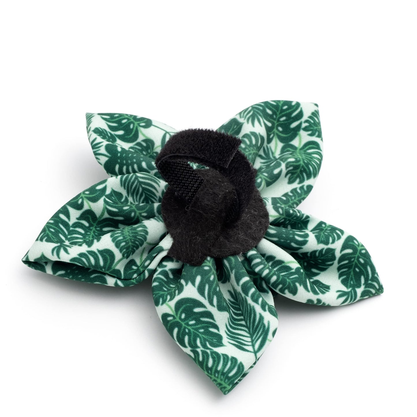 Flower Collar Attachment for Dogs & Cats – Soft Printed Polyester, Touch Fastener, Attaches to Any Collar - Sunflowers Pattern, Blue, Large